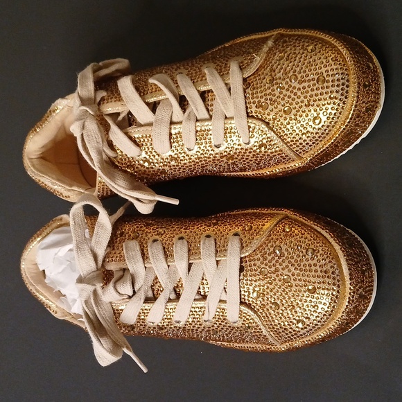Gold Sequin Women's Sneakers - Picture 3 of 3